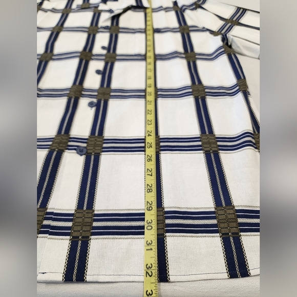 NWT Trust Men's Blue and White 55% Linen Checkered Shirt, sz XL - Picture 7 of 15
